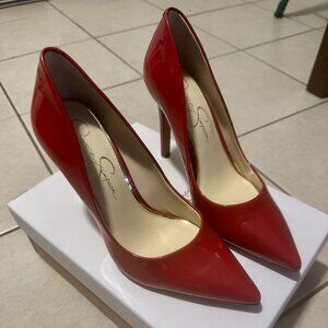 JESSICA SIMPSON Womens Red Cassani Pointed Toe Stiletto Slip On Pumps
